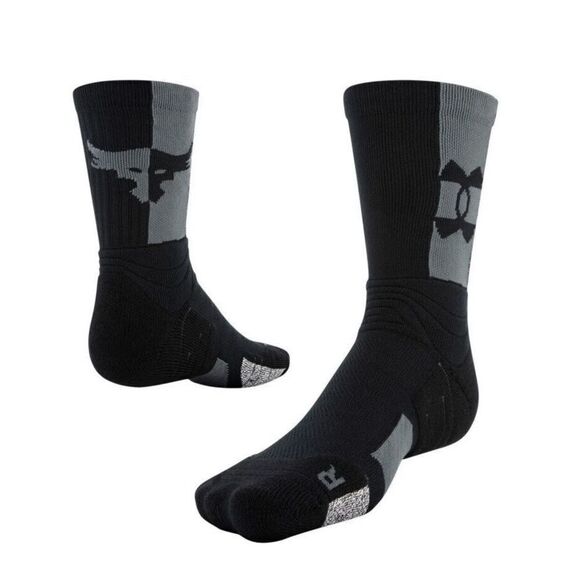 Under Armour 1375676 001 Medium Mens 7-8.5 Project Rock Playmaker Mid-Crew Socks - Picture 6 of 6
